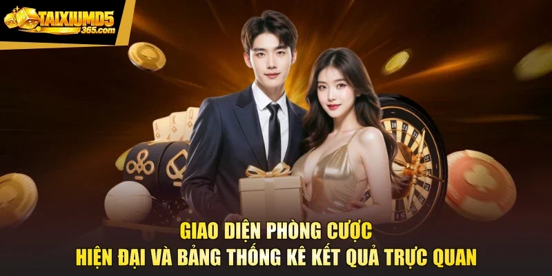 Giao diện phòng cược hiện đại và bảng thống kê kết quả trực quan