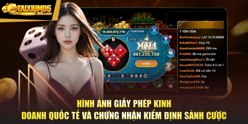Hình ảnh giấy phép kinh doanh quốc tế và chứng nhận kiểm định sảnh cược