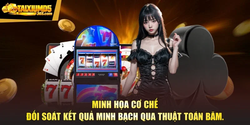 Minh họa cơ chế đối soát kết quả minh bạch qua thuật toán băm.